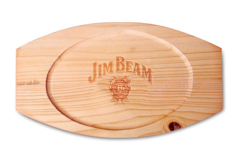 Jim Beam JB0159, Heavy Duty Construction, Pre Seasoned Cast Iron Skillet with Wooden Base and Mitt, Black,Small - Image 3